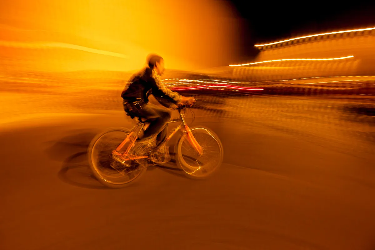 cycliste velo medina long exposition